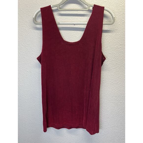 FLAX Women’s L Burgundy Acetate Stretch Tank Top Sleeveless - Picture 3 of 5